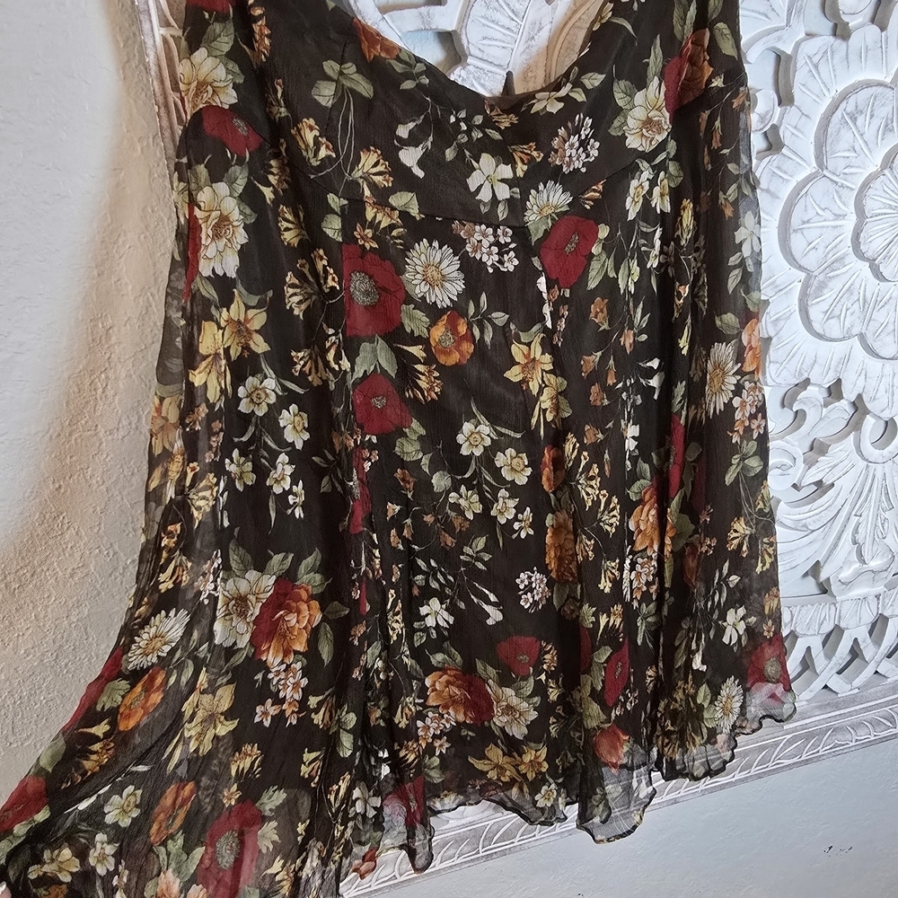 Zara Women’s 100% Silk Floral Skirt Vintage Size XL - Picture 2 of 5